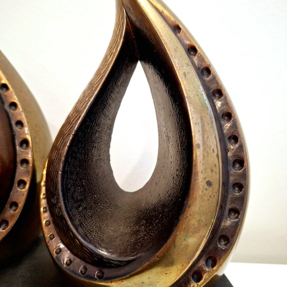Ben Seibel for Jenfred 'Flame' Brass Bookends, 1950's Jenfredware Sculptural Boo - Picture 4 of 11